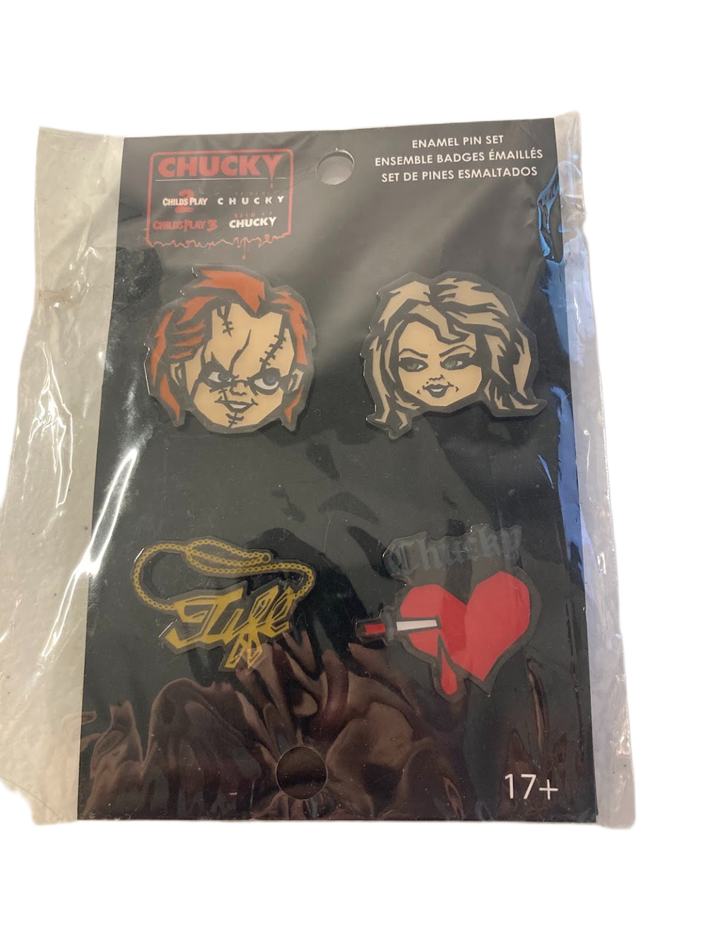 Chucky and Tiffany Childs Play 2 Bride of Chucky Enamel Pins Lapel Horror Pins